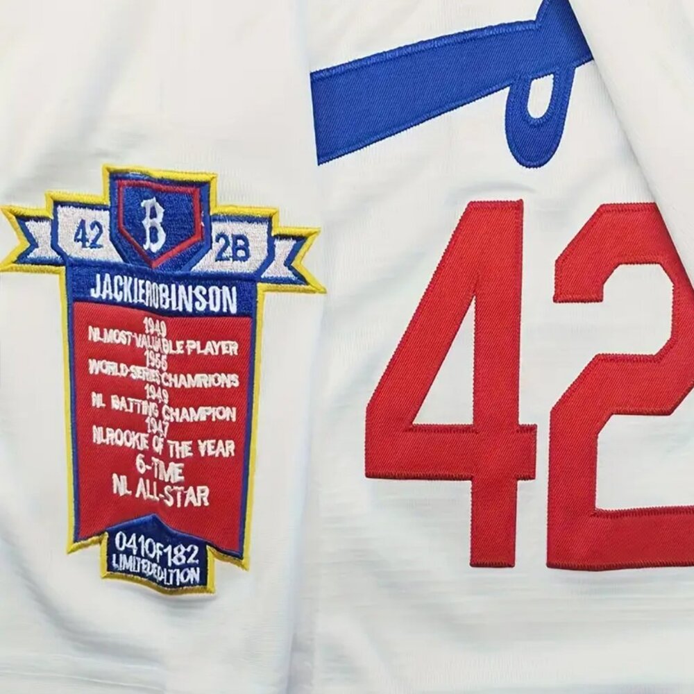 Los Angeles Brooklyn Dodgers #42 Jackie Robinson Baseball Jersey WHITE - Picture 5 of 8